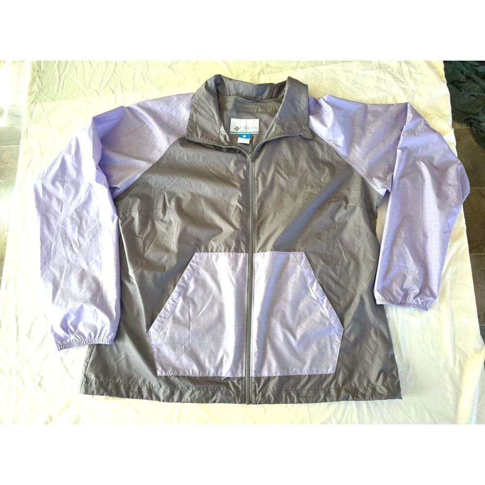 Columbia Sportswear Packable Windbreaker Jacket -XL- Gray/Light Purple - Women's